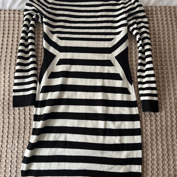 Calvin Klein Size Small Black & White Striped Sweater Dress - Picture 4 of 4